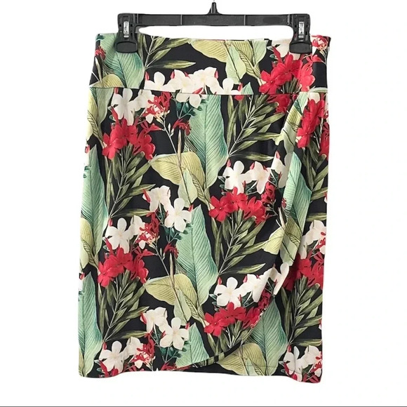 Boston Proper Floral Faux Wrap Skirt - Picture 1 of 7